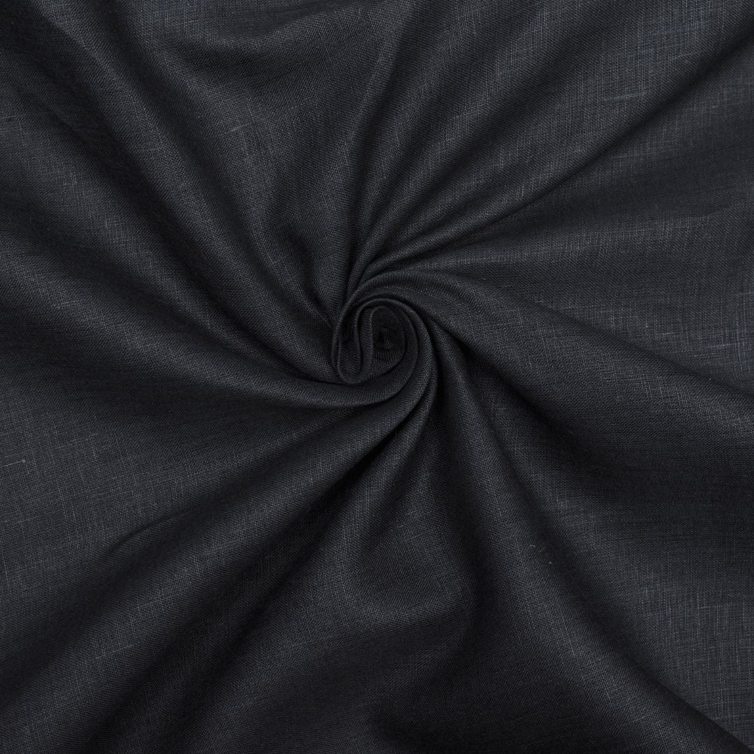 Jet black coloured plain european linen (SD 131)