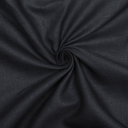 Jet black coloured plain european linen (SD 131)