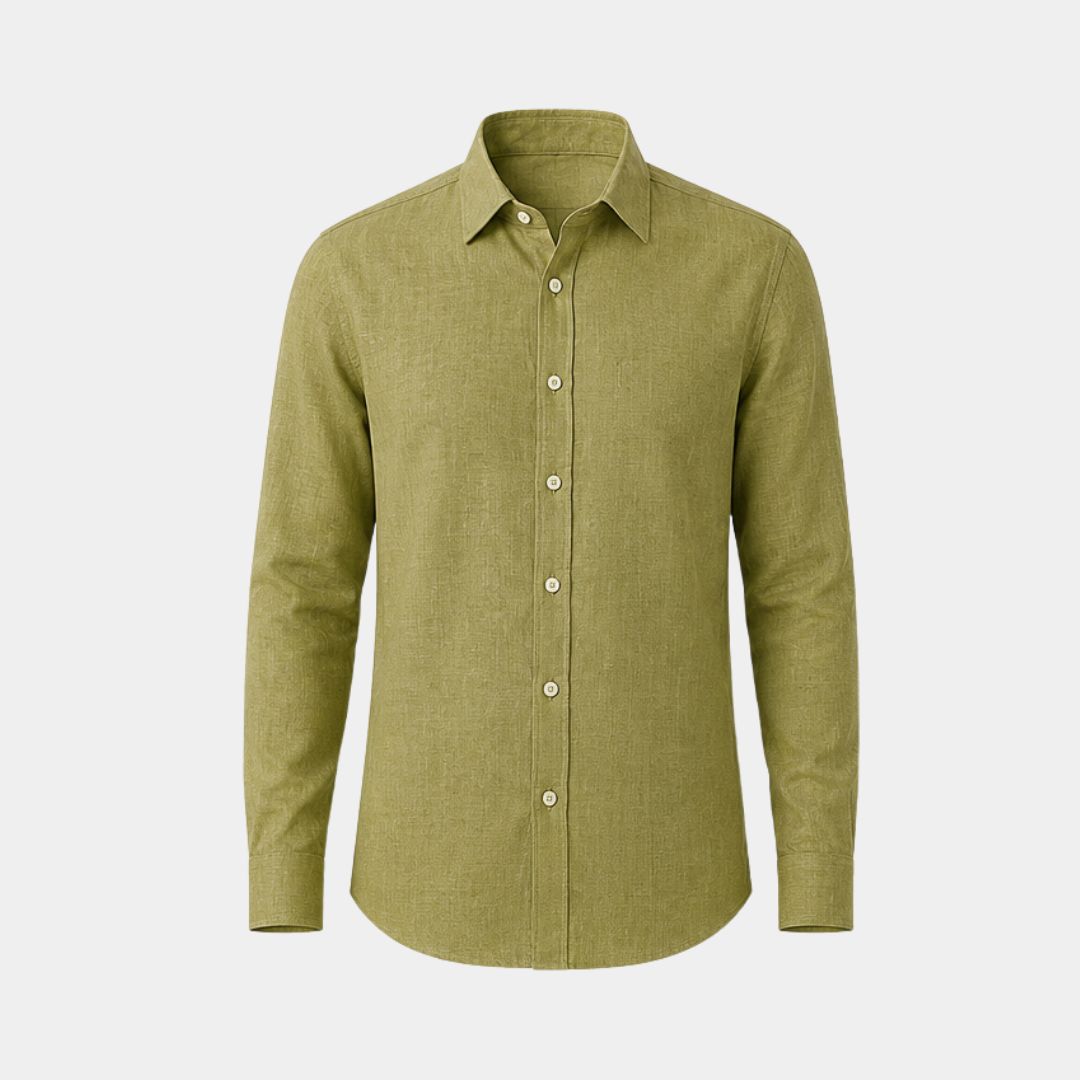 bright olive coloured plain european linen (SD 117)