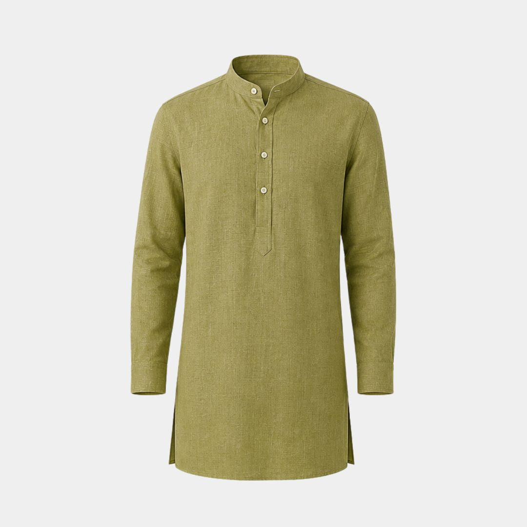 bright olive coloured plain european linen (SD 117)