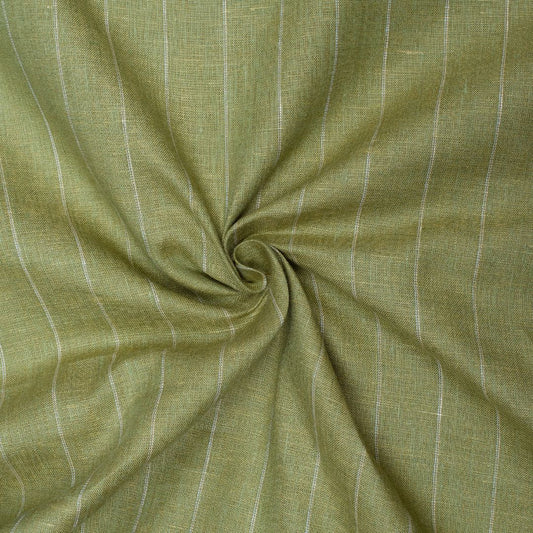Bright olive coloured stripes european linen (SD 133)