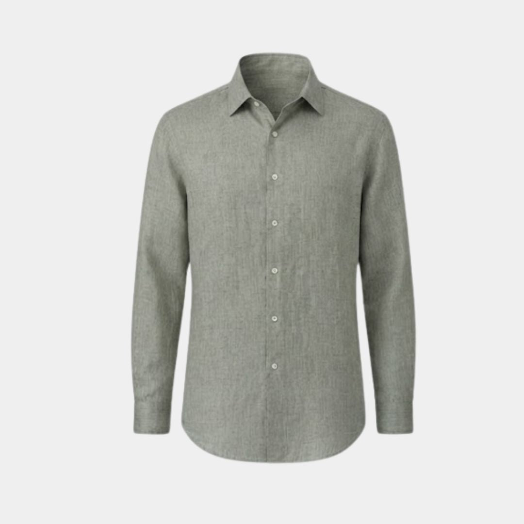 Dark pistachio coloured plain european linen (SD 129)