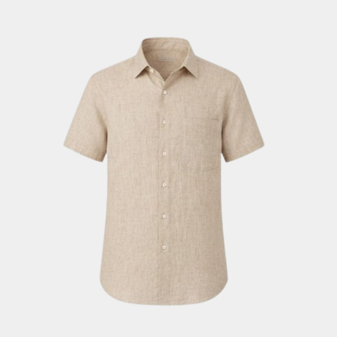 Light badami coloured plain european linen (SD 128)
