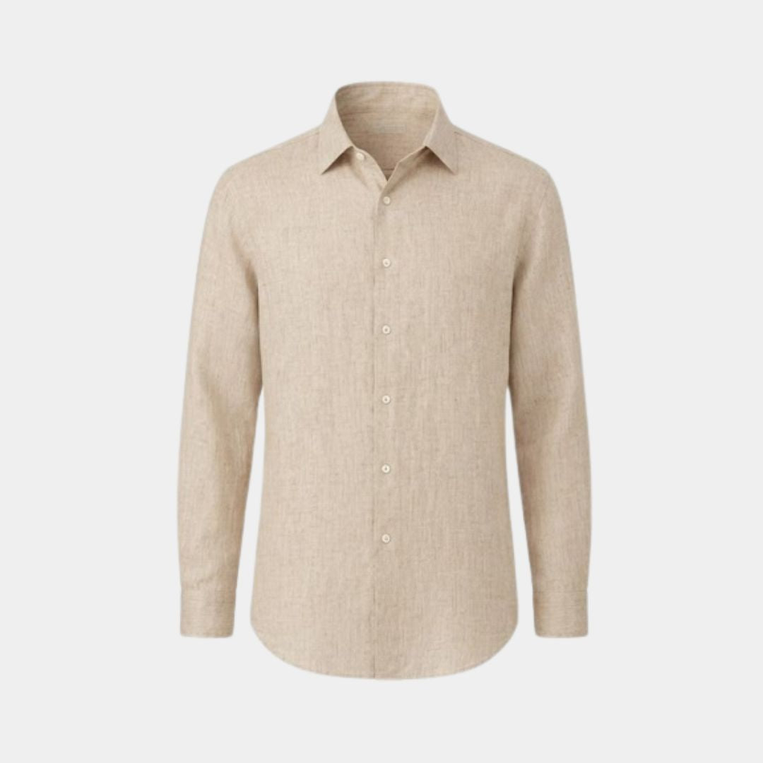 Light badami coloured plain european linen (SD 128)