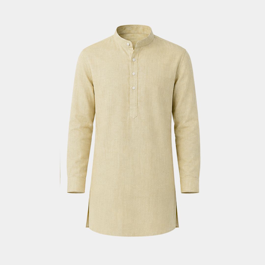 Light mustard coloured self design european linen (SD 123)