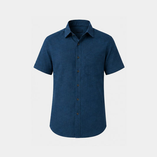 Navy blue coloured plain european linen (SD 132)
