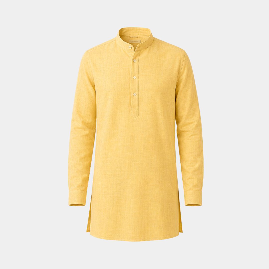 Mango coloured plain european linen