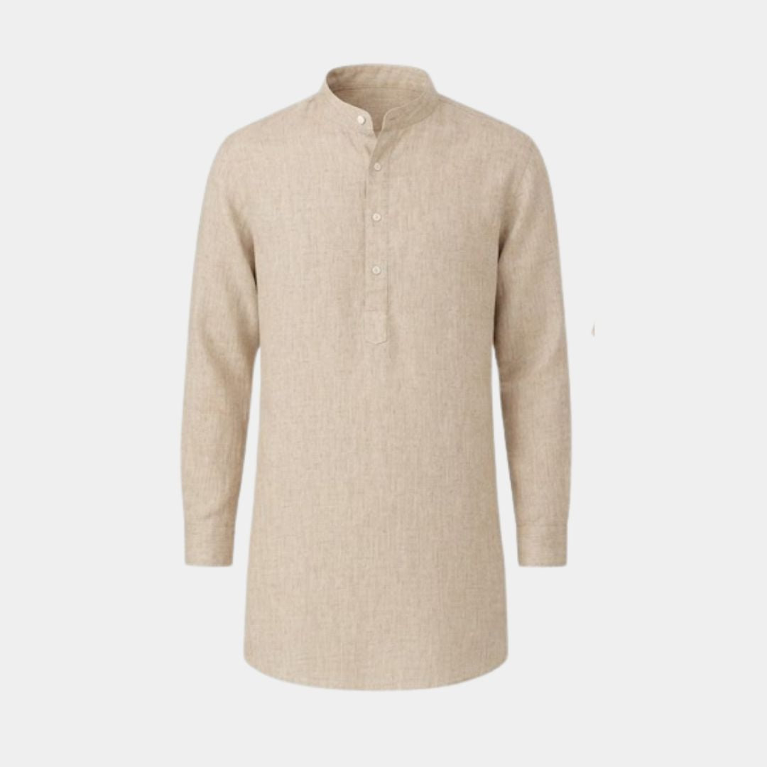 Light badami coloured plain european linen (SD 128)
