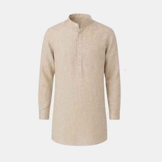 Light badami coloured plain european linen (SD 128)
