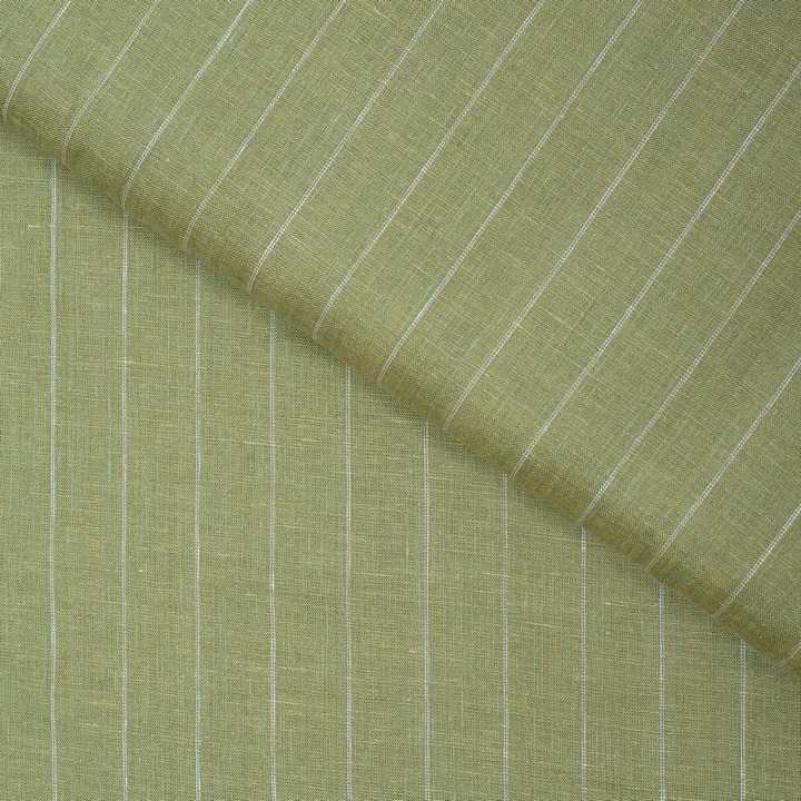 Bright olive coloured stripes european linen (SD 133)