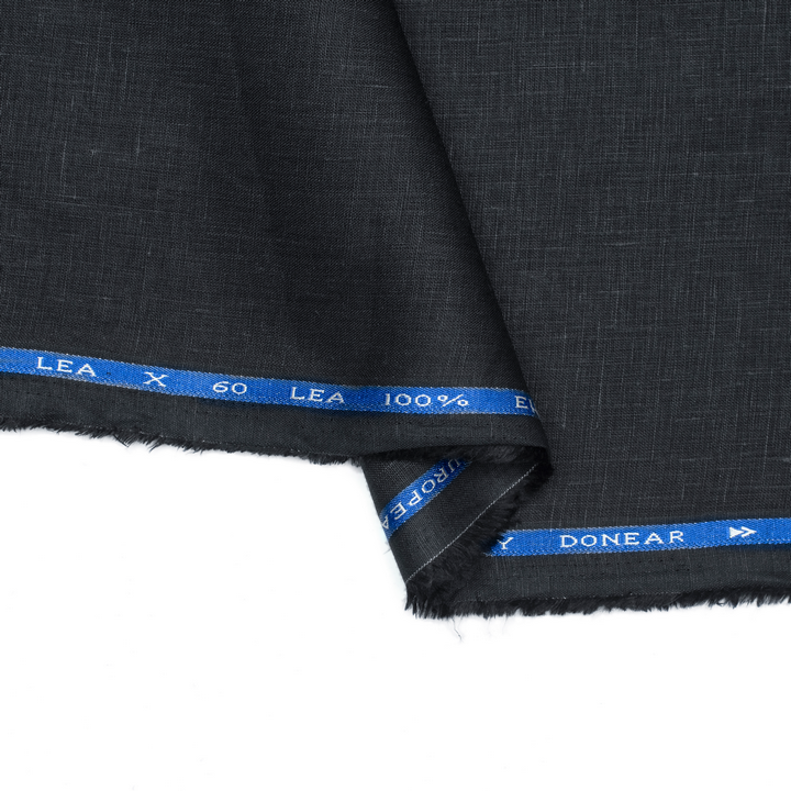 Jet black coloured plain european linen (SD 131)