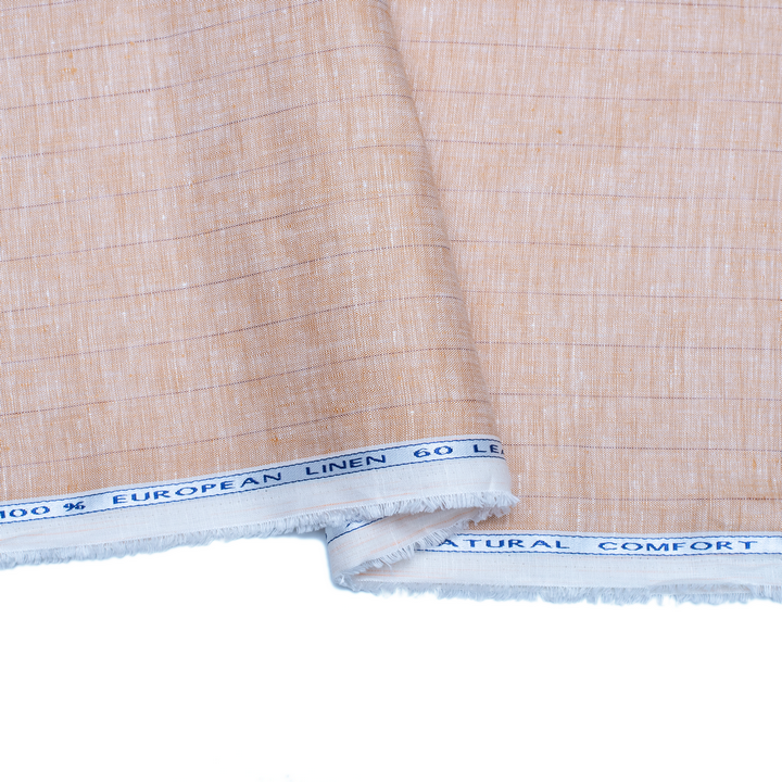 Light almond coloured stripes european linen (SD 134)