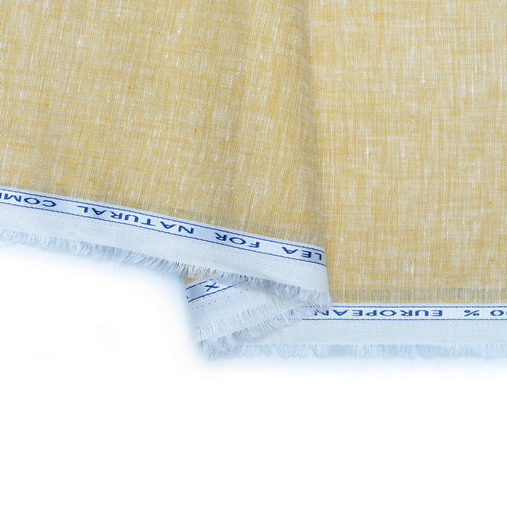 Light mustard coloured self design european linen (SD 123)