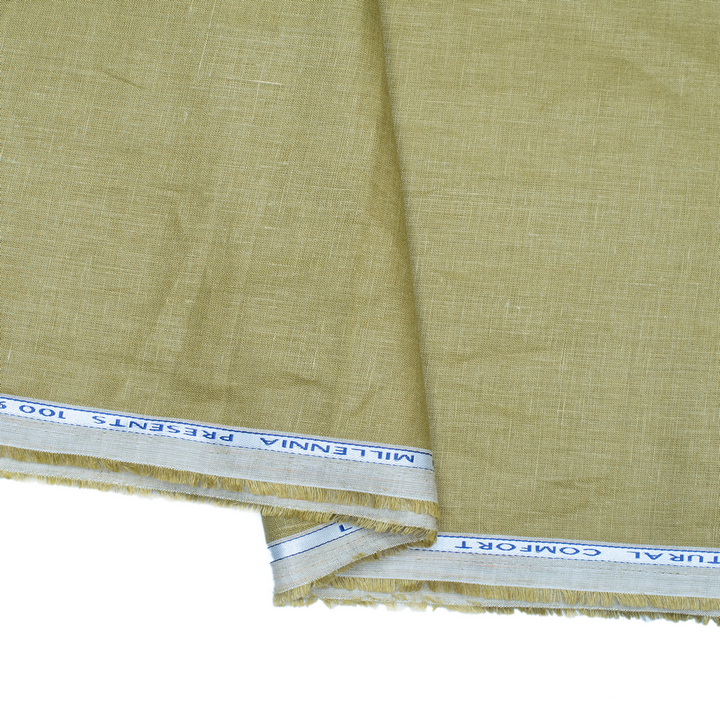 bright olive coloured plain european linen (SD 117)